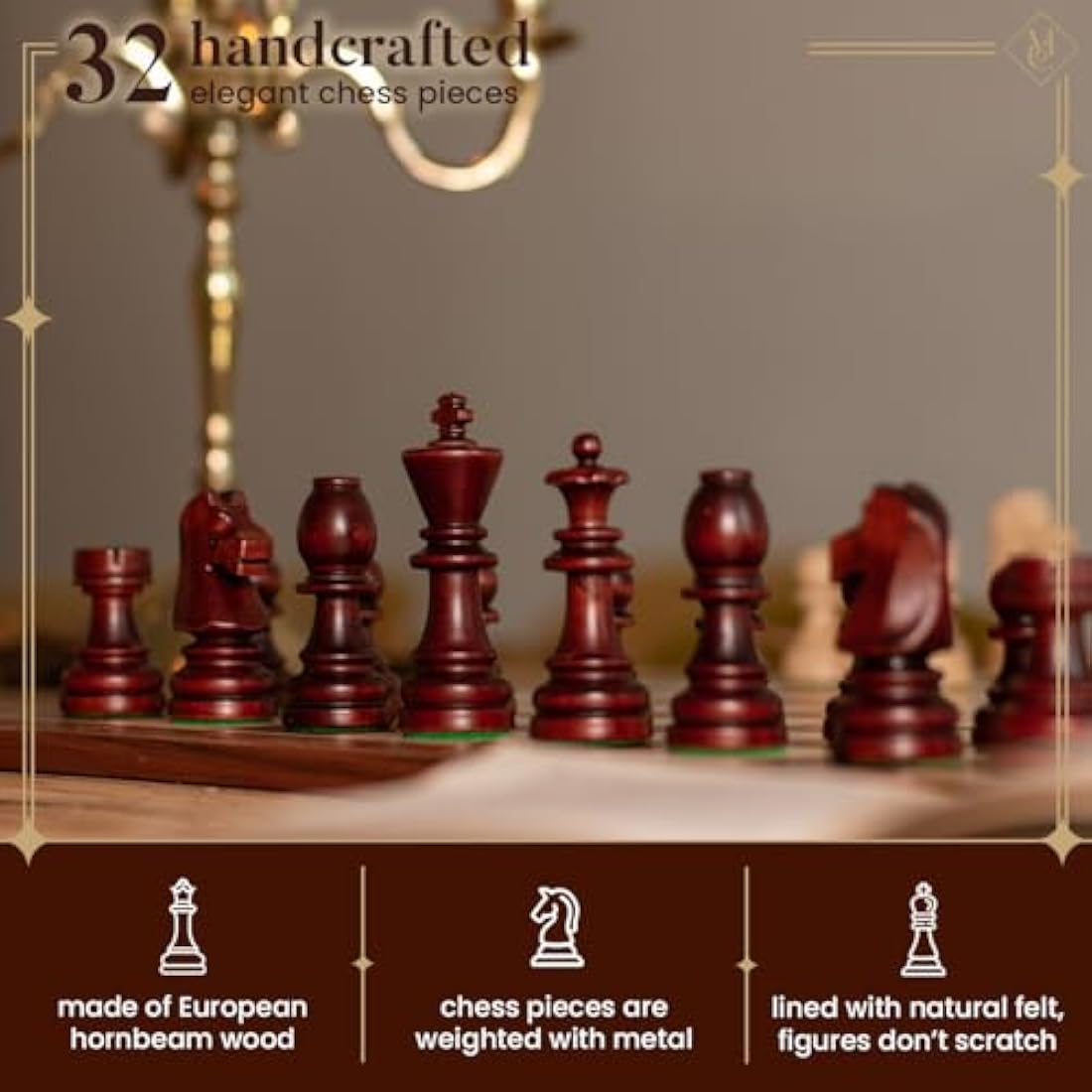 Staunton No. 7 Wooden Chess Pieces in Mahogany Box