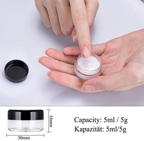 Jolof Store 60-Piece 5ml Clear Plastic Cosmetic Sample Jars for Makeup