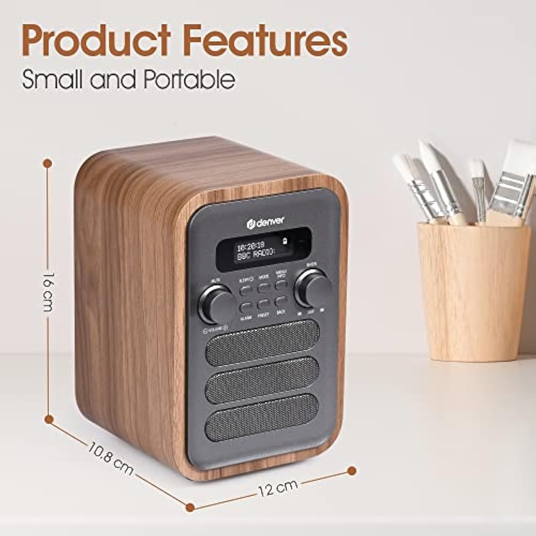 Denver DAB-48 Digital Radio – Bluetooth Speaker & Alarm Clock with Remote