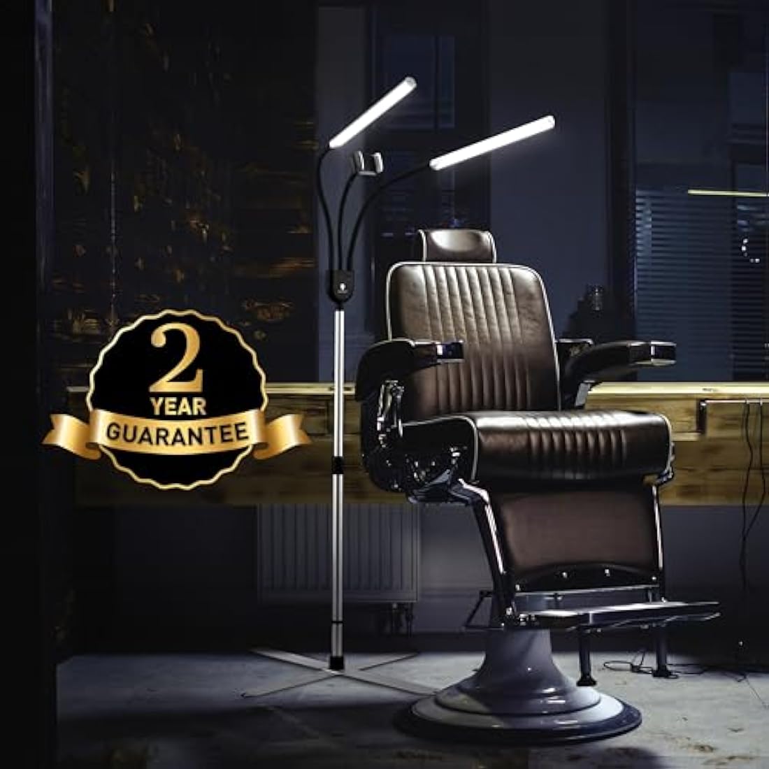 Daylight Gemini LED Floor Lamp | Dual Shade Beauty Light with Phone Holder