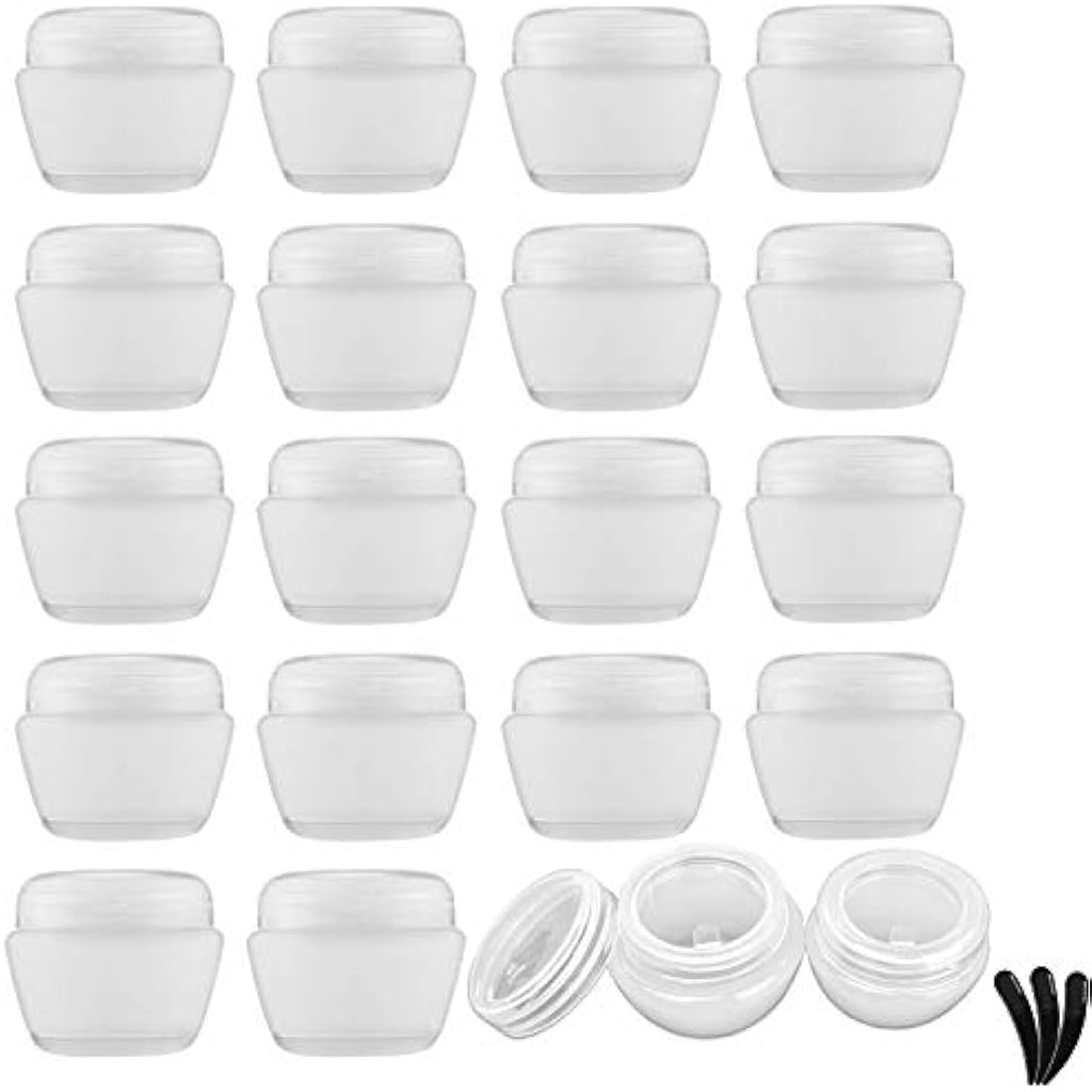 20-Piece 10g Clear Cosmetic Sample Jars with Spatulas