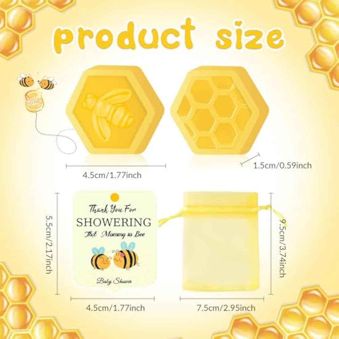 Jolof Store Bee Baby Shower Favors – Honeycomb Soap with Gift Bags