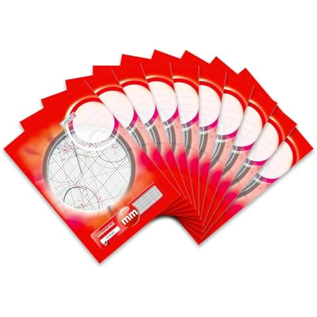 A3 Millimetre Paper Pad - 80g/m² Red Grid (10 Pack)