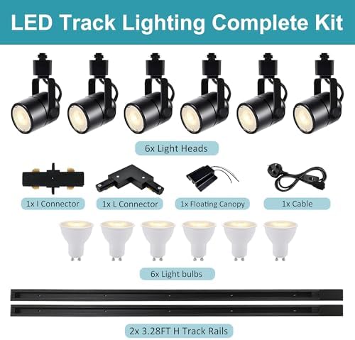 Bravsekai 6-Light LED Track Lighting Kit | Dimmable GU10 Natural White