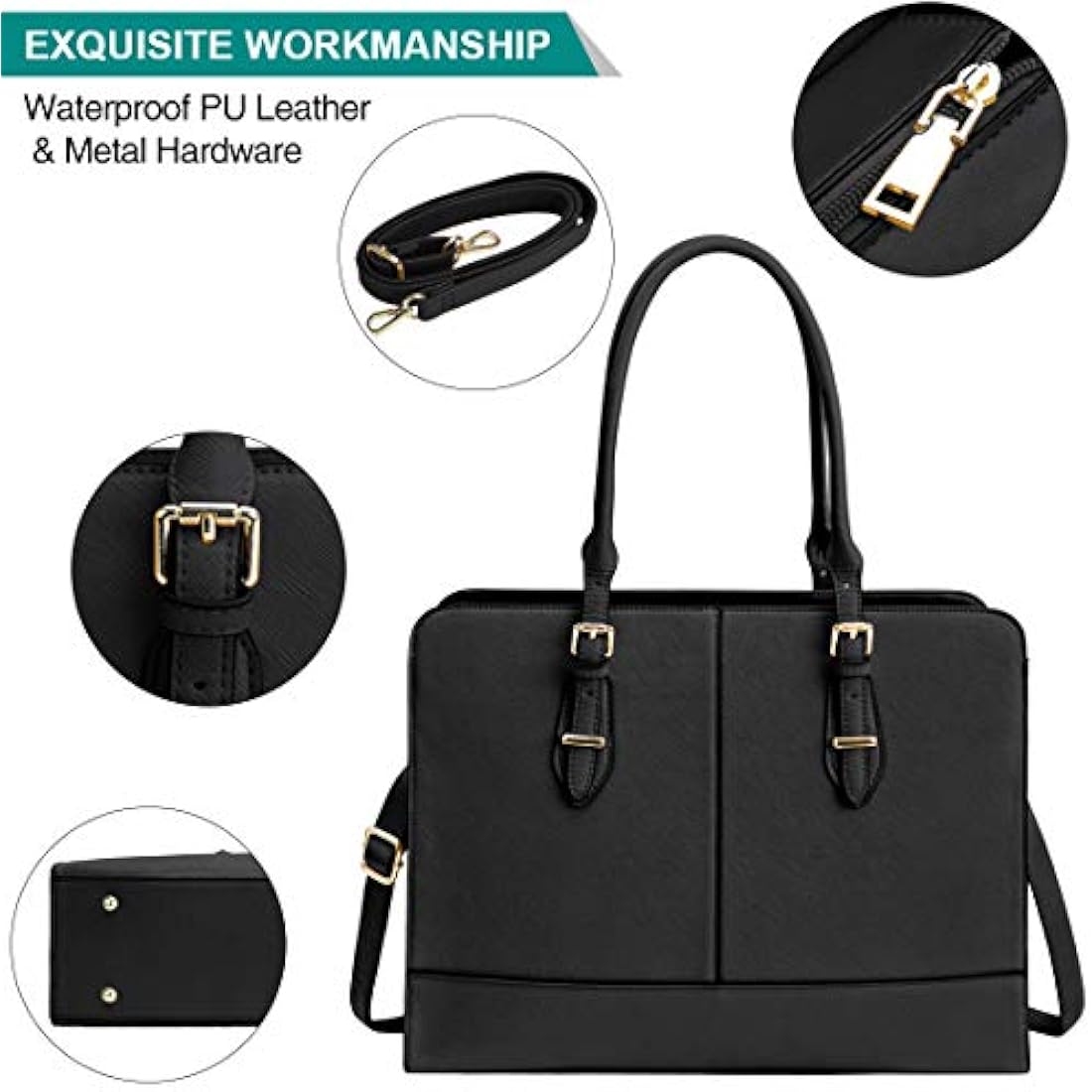 Leather Laptop Bag for Women | 15.6 inch Work Tote Handbag