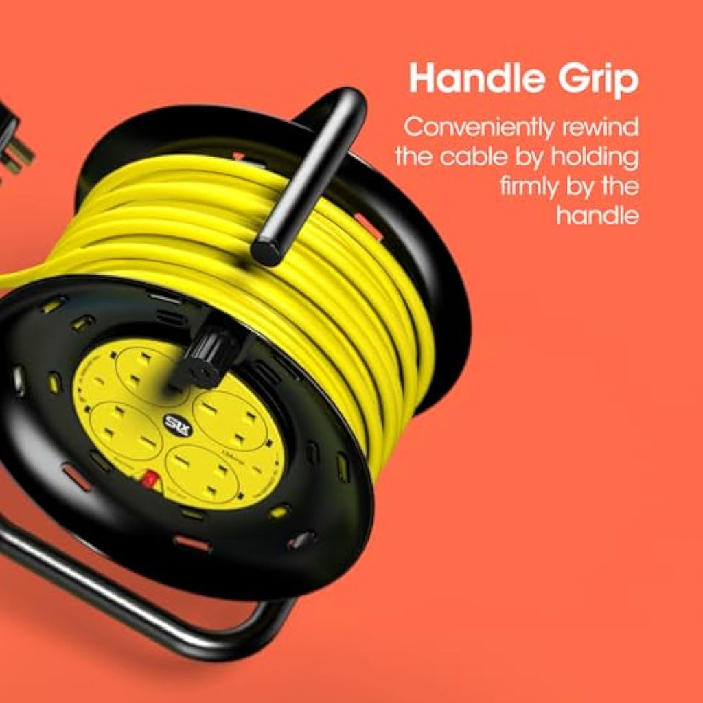 SLx 30m Heavy Duty Extension Lead – 4 Socket Cable Reel with Thermal Cut-Out