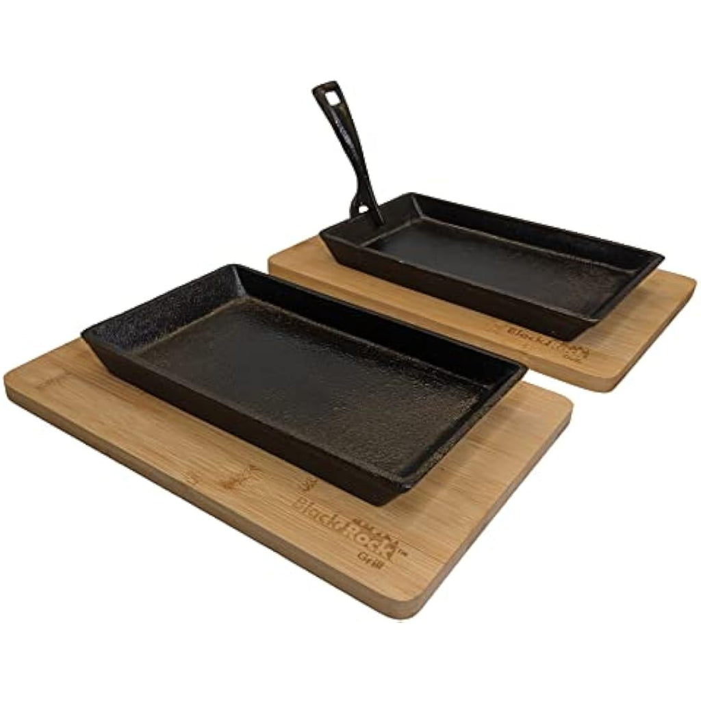 Cast Iron Sizzler Pan Set – Fajita Skillet with Wood Board