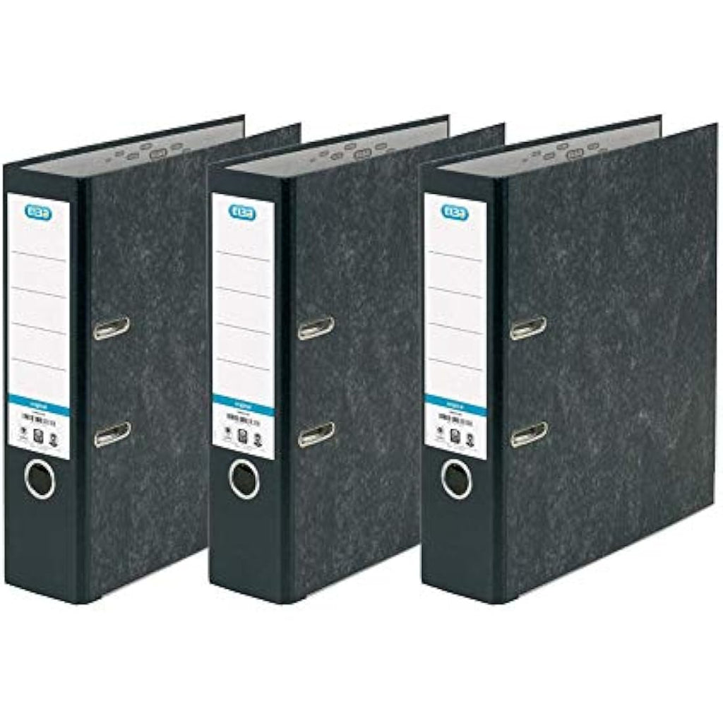 Elba A4 Lever Arch Files – Black Durable Paper on Board – Pack of 3