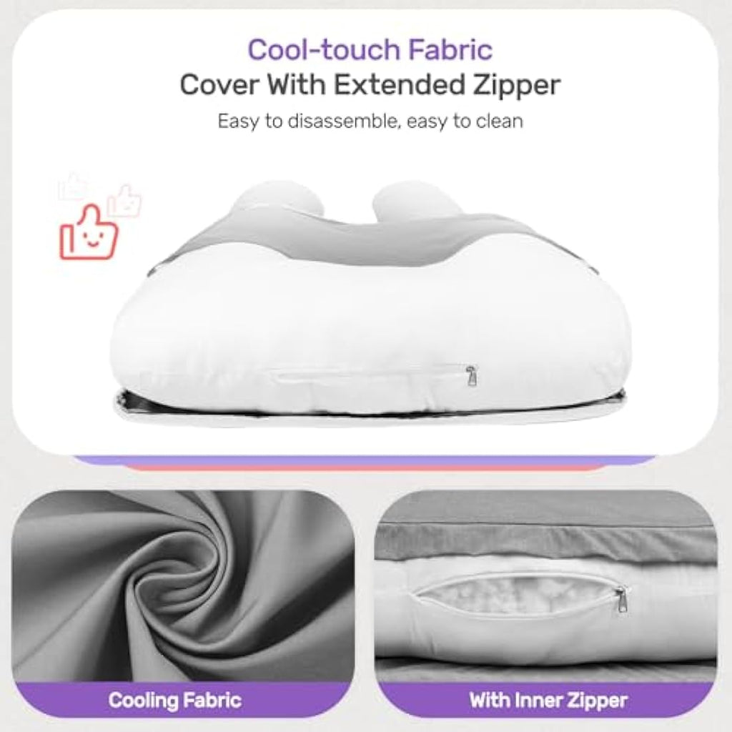 Nuliie U-Shaped Pregnancy Pillow | Full Body Support Cooling Fabric Cover
