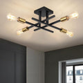QAREHL 4-Light Modern Sputnik Chandelier – Black and Gold Metal Ceiling Light