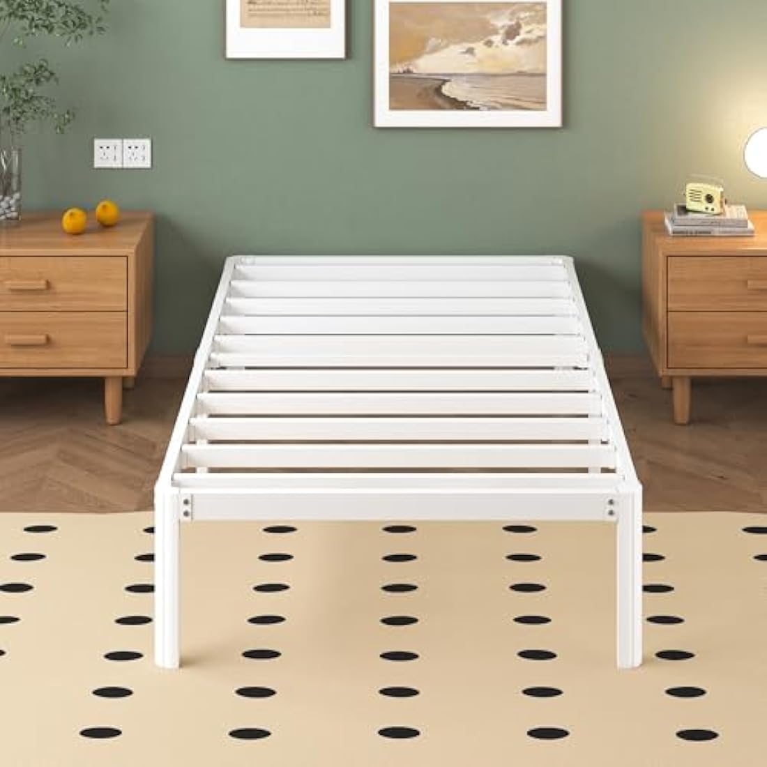 2ft6 Small Single Metal Bed Frame – Heavy Duty White Steel