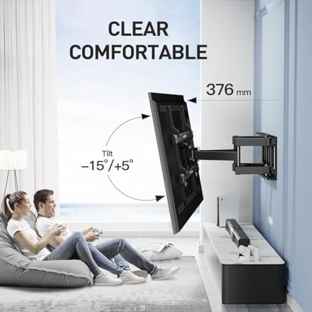 Perlesmith TV Wall Mount | 37-85 Inch Swivel Tilt Bracket | Max 60kg