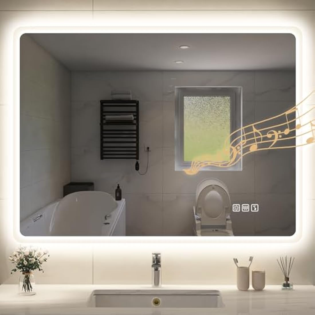 STARLEAD Bluetooth LED Bathroom Mirror | 50x70cm Anti-Fog Dimmable Smart Mirror