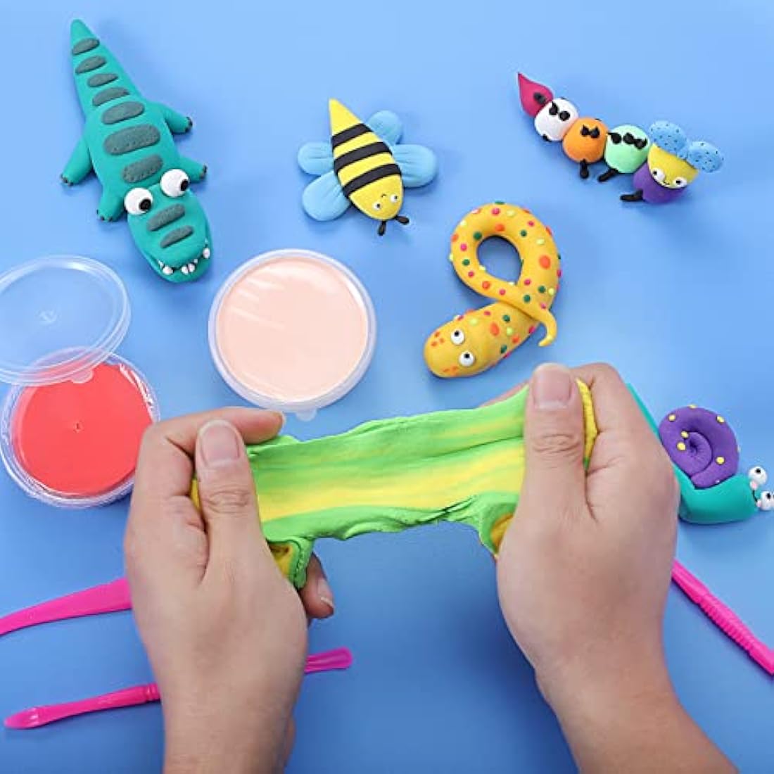 QMAY Air Dry Clay - 24 Colors Non-Toxic Modeling Clay Kit for Kids