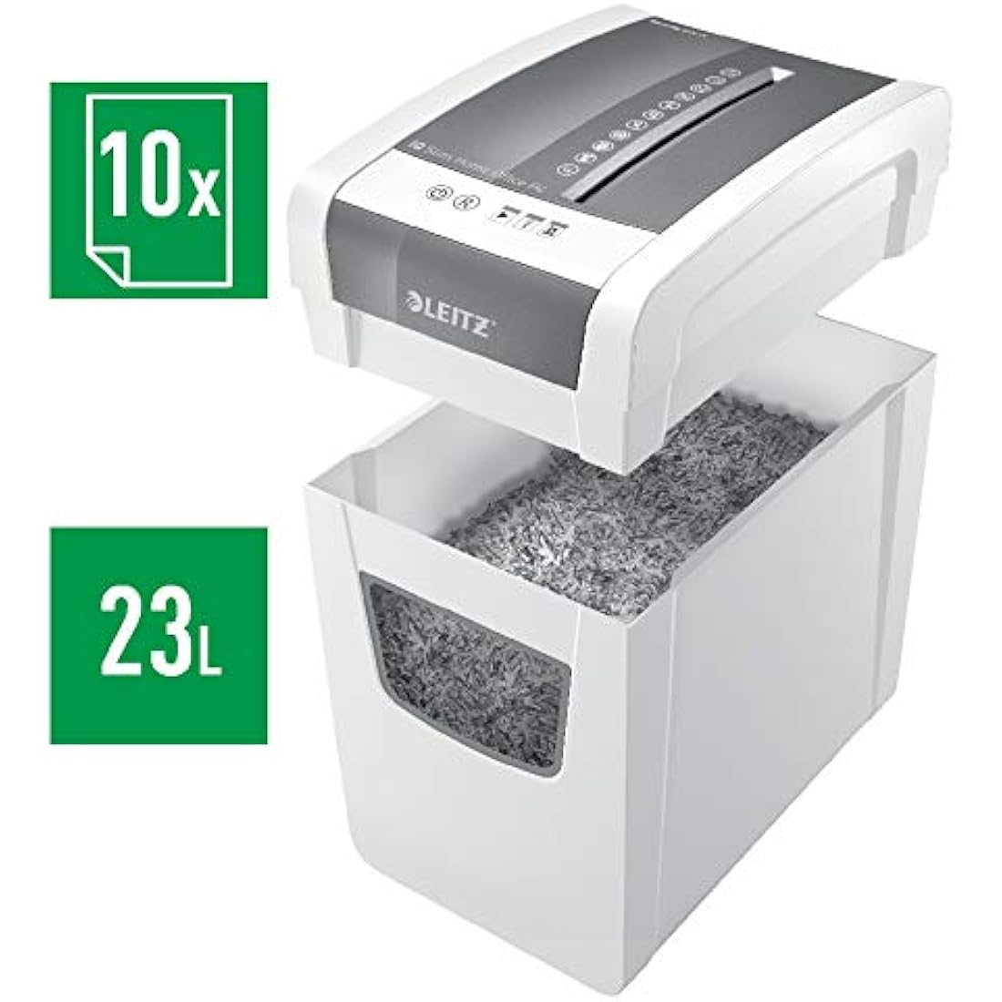 Leitz IQ Slim Home Office Cross Cut Paper Shredder | 10 Sheet, 23L Bin