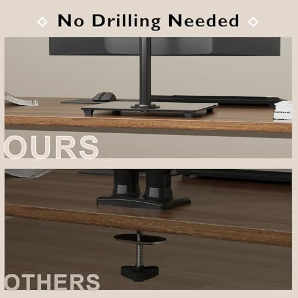 BONTEC Single Monitor Stand – Freestanding Glass Base for 13-32" Screens
