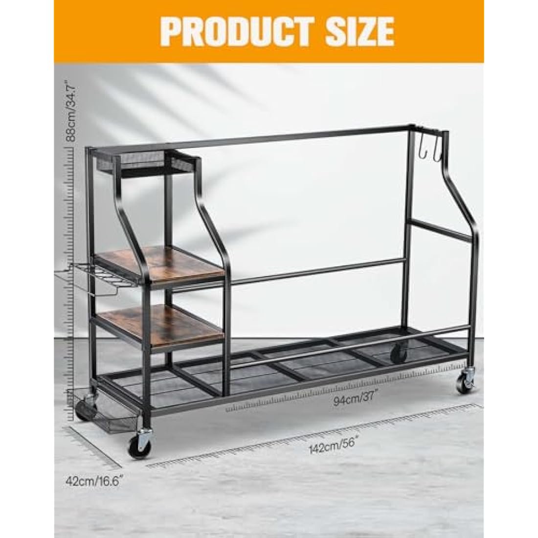 EXTCCT 3-Bag Golf Storage Organizer – Heavy-Duty Steel Rack with Wheels