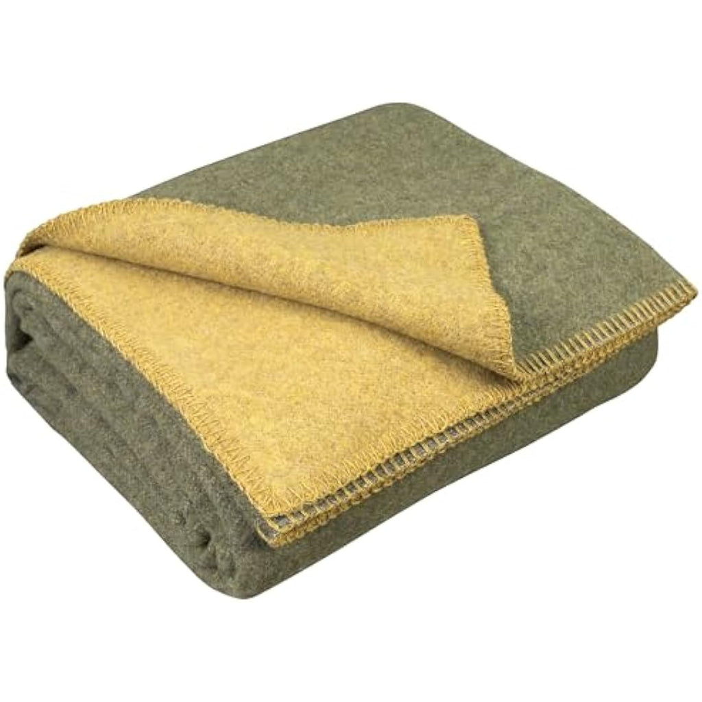 LYHome Merino Wool Travel Blanket – Warm Outdoor Camping Throw, Olive
