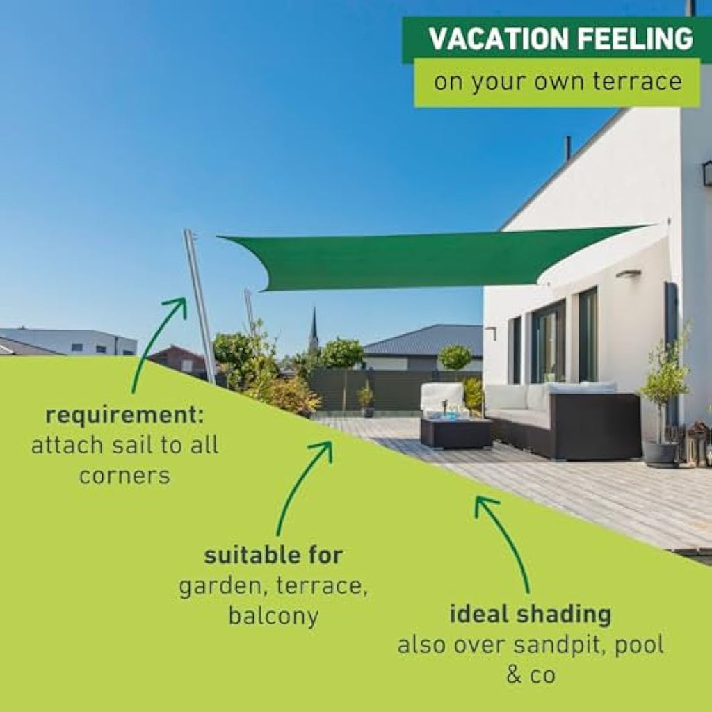 Windhager Capri Sun Sail – 4x5m HDPE UV Resistant Patio Awning, Olive