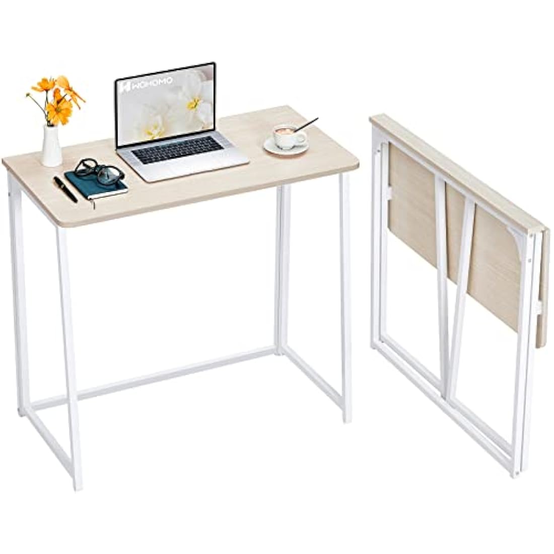 Folding Desk – 80cm Small Space Saving Computer Table, Oak