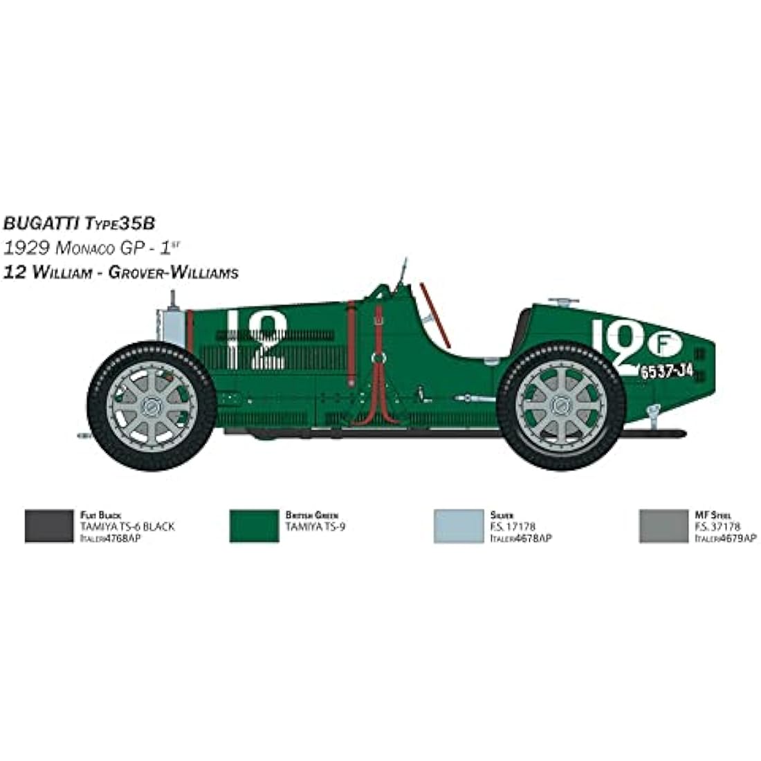 Italeri Bugatti Type 35B Model Kit – 1:12 Scale Plastic Car Model