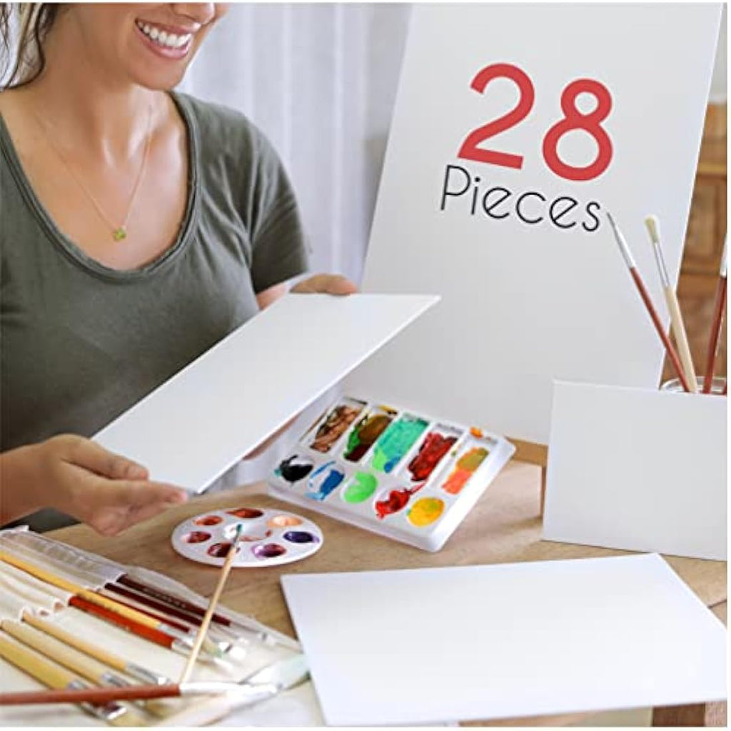 Zenacolor 28-Pack Multi-Size Cotton Canvas Set for Acrylic and Oil
