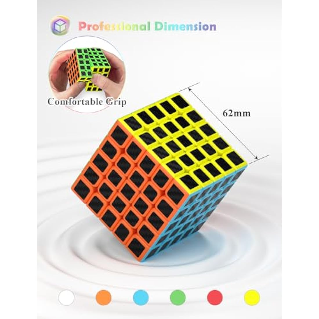 Roxenda 5x5 Speed Cube – Carbon Fiber Sticker Magic Puzzle for Kids