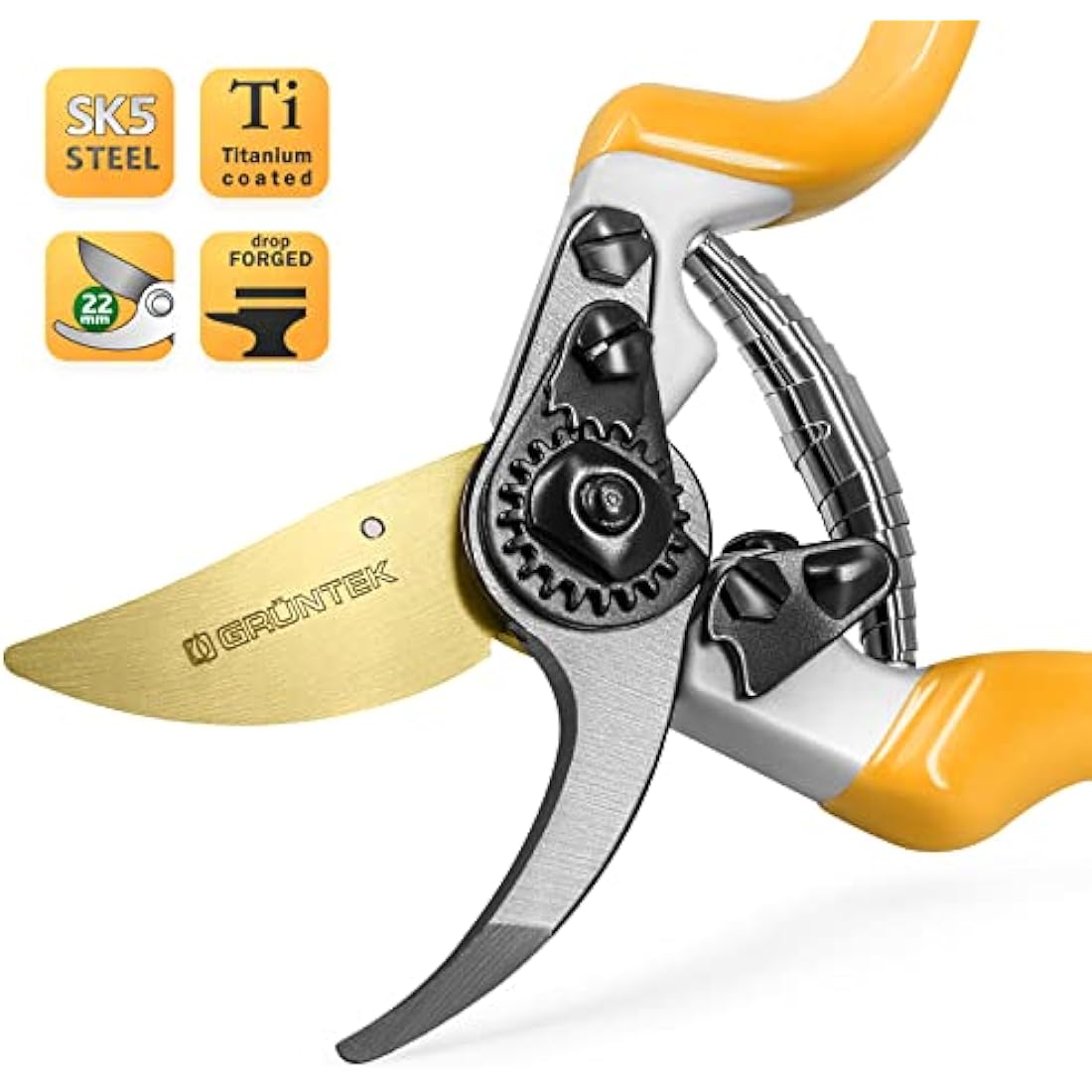 GRÜNTEK Z-25 Bypass Secateurs – 215mm Japanese SK5 Steel Garden Shears