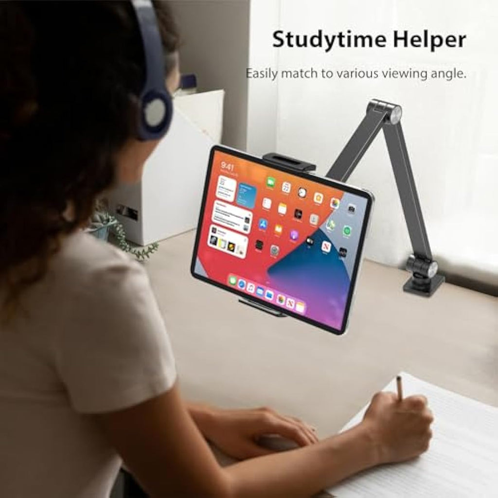 BEWISER Aluminum iPad Desk Mount – Adjustable Tablet Arm for 4.7-15.6" (Grey)