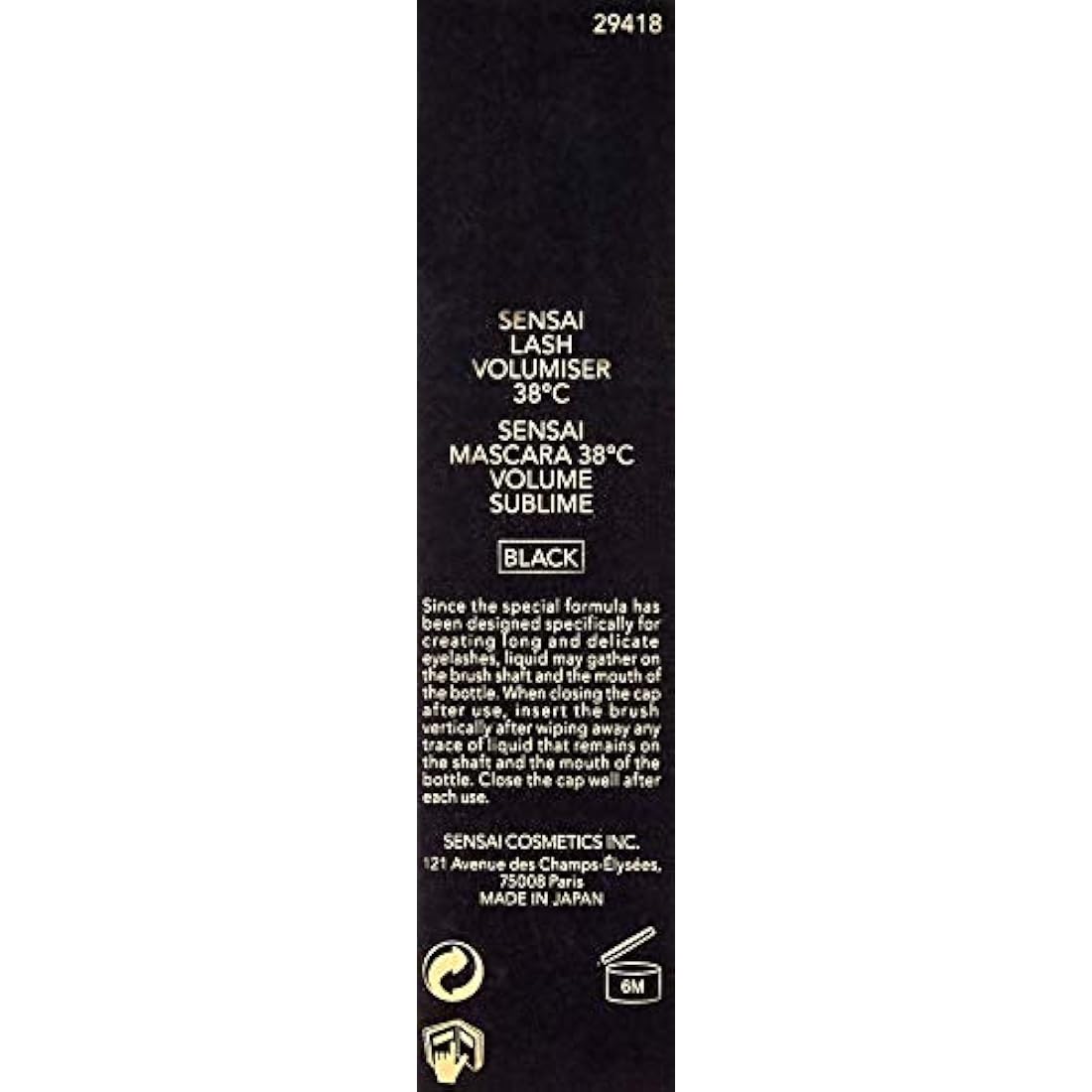 Sensai Mascara 38°C Volumising 01 Black – Long-Wear Eye Makeup 10ml