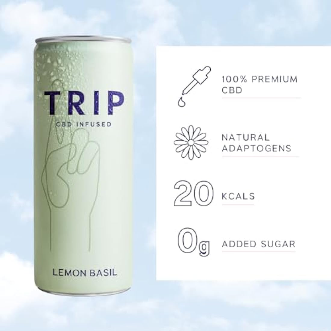 TRIP Lemon Basil CBD Sparkling Water – Low Calorie & Vegan (24 x 250ml)