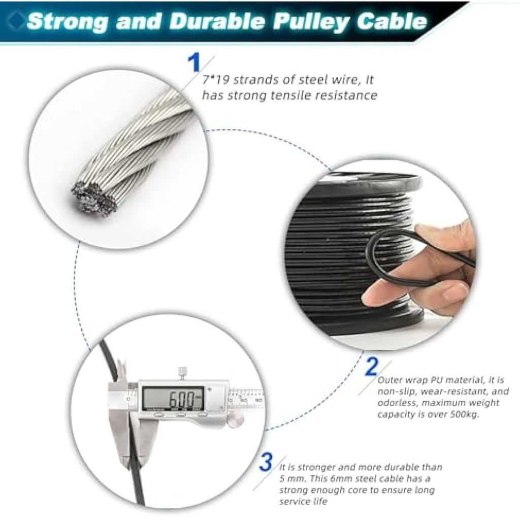 Fitness Pulley Cable | 6mm Heavy Duty Steel Gym Wire