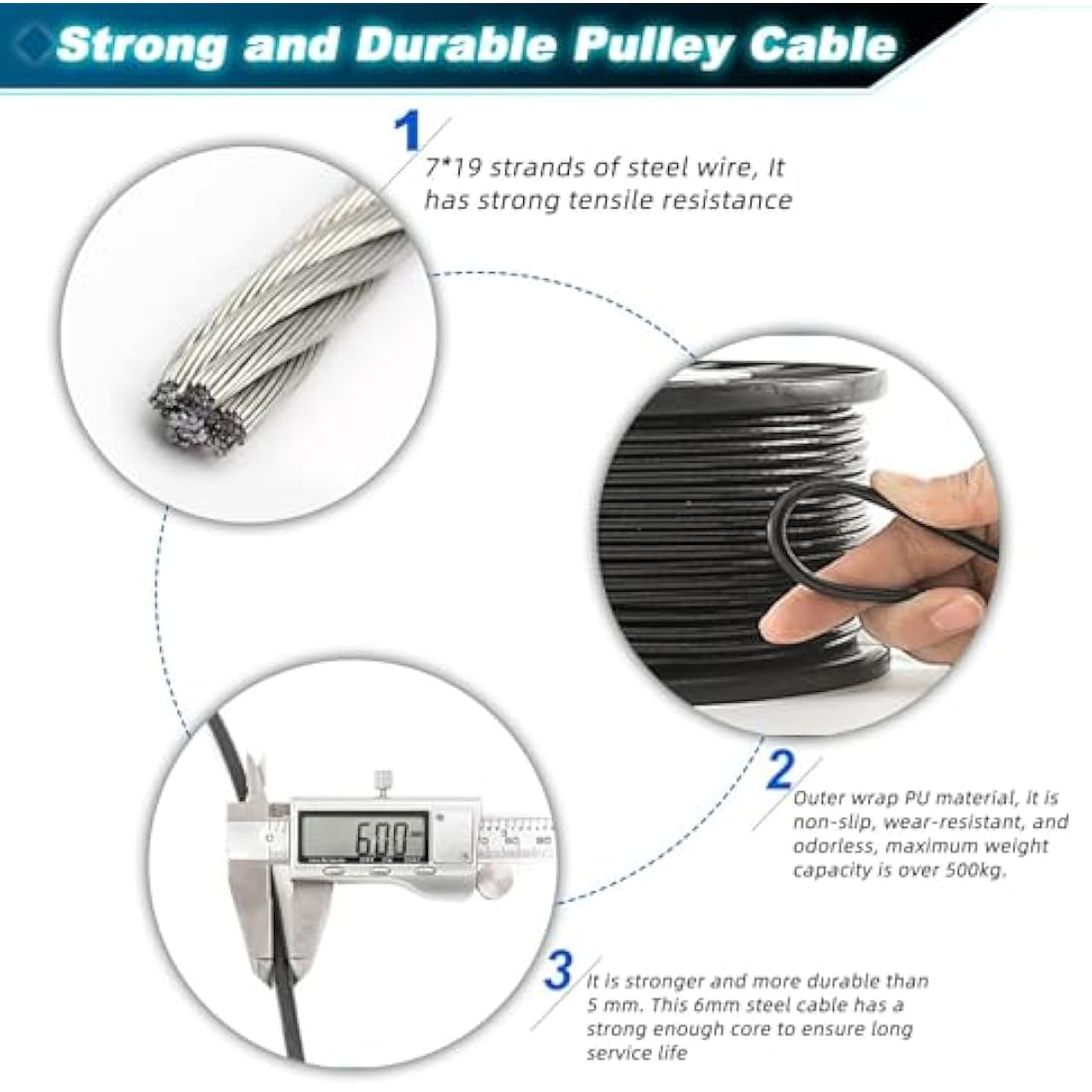 Fitness Pulley Cable | 6mm Heavy Duty Steel Gym Wire