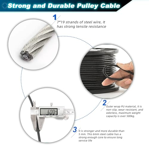 Jolof Store 25m Gym Pulley Cable – 6mm Heavy Duty Steel Wire Rope
