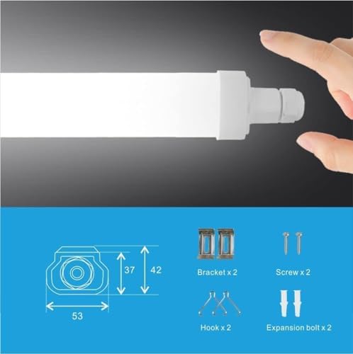 5FT LED Batten Light - 45W IP65 Waterproof Workshop Pack of 2