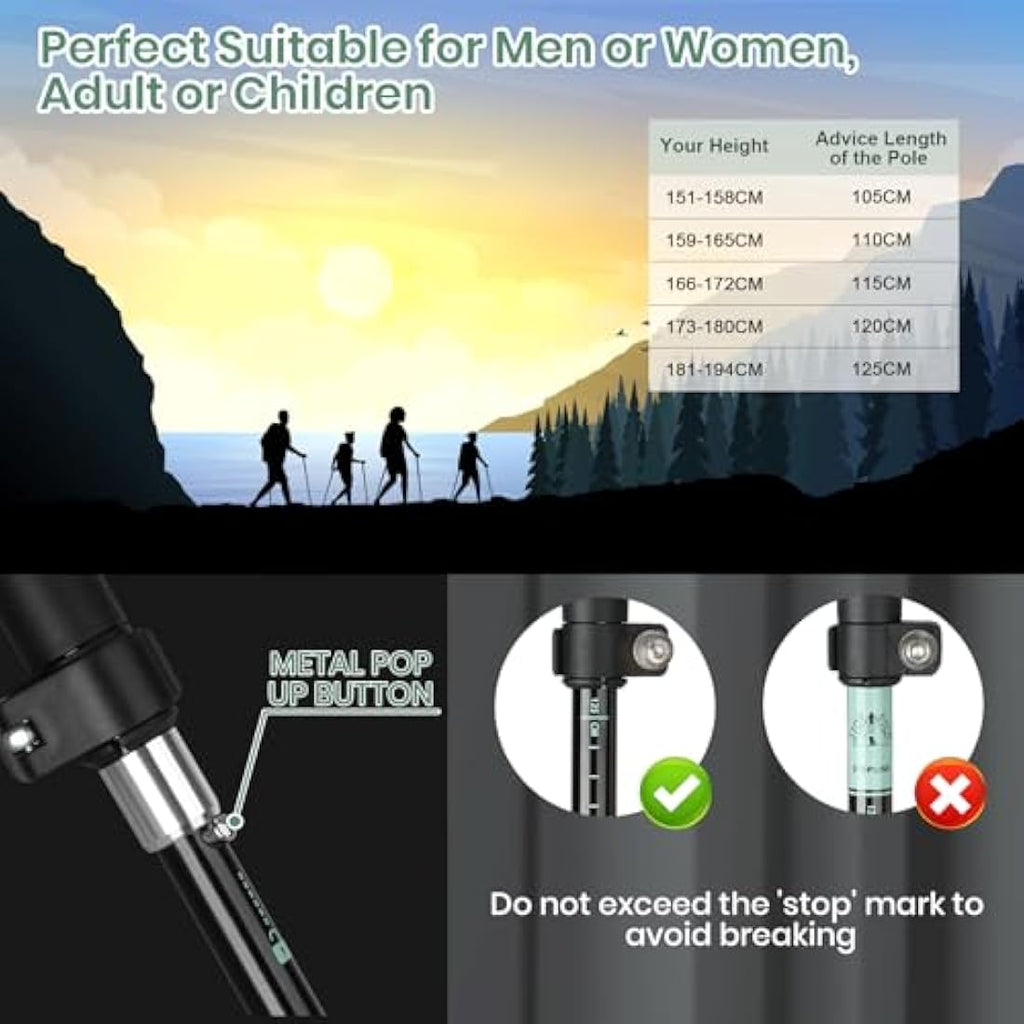 aiGear Aluminum Trekking Poles | Collapsible Ultralight Hiking Poles
