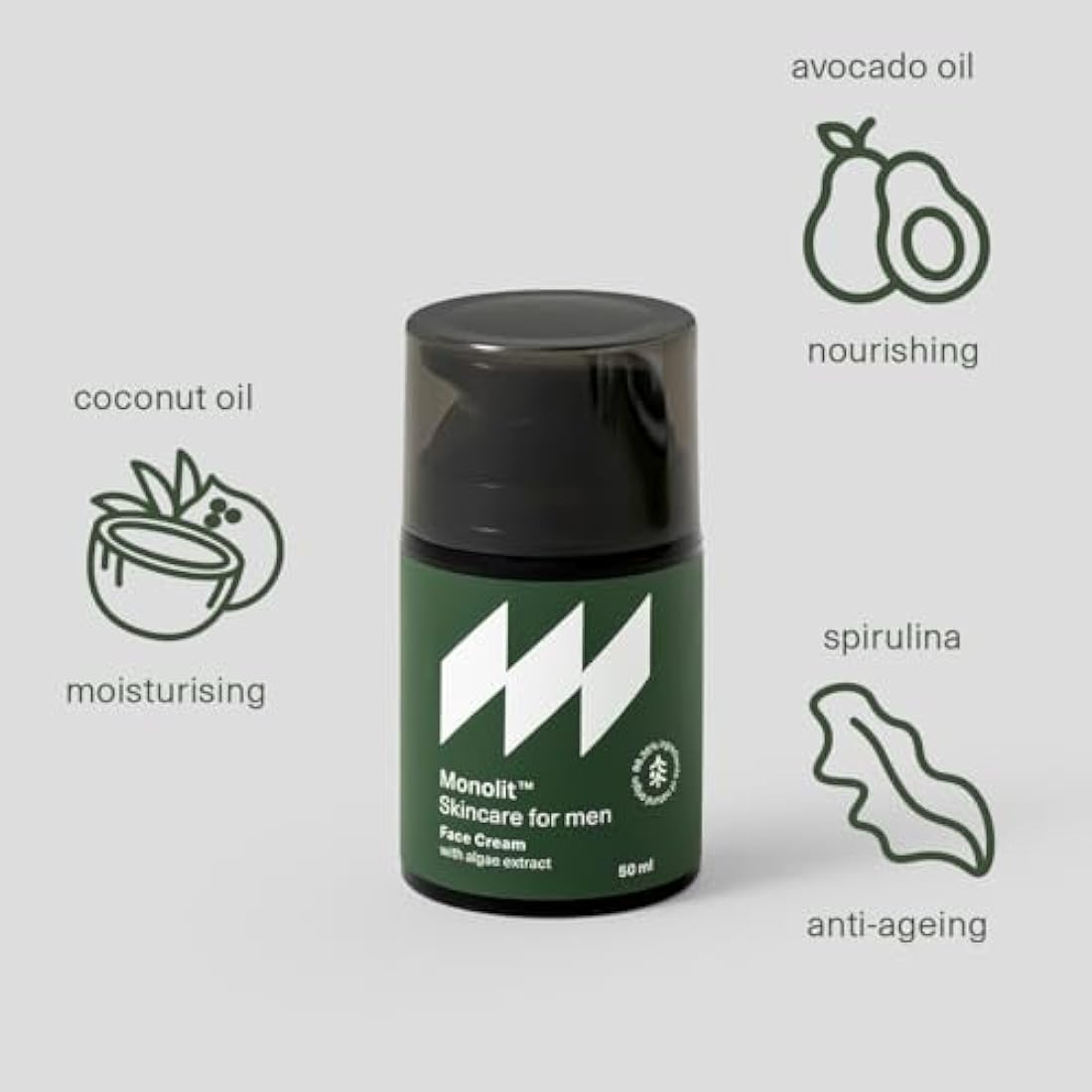 Monolit Men's Anti-Aging Face Cream | Algae & Avocado Oil Moisturizer