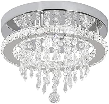 Deckrico Modern K9 Crystal Chandelier – 3 LED Flush Mount Pendant Light