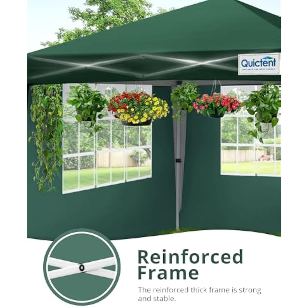 Quictent 3x3m Pop Up Canopy Gazebo with Sidewalls | 10x10ft Green Tent