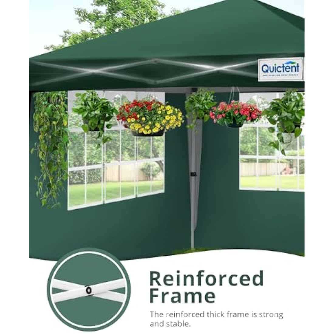 Quictent 3x3m Pop Up Canopy Gazebo with Sidewalls | 10x10ft Green Tent