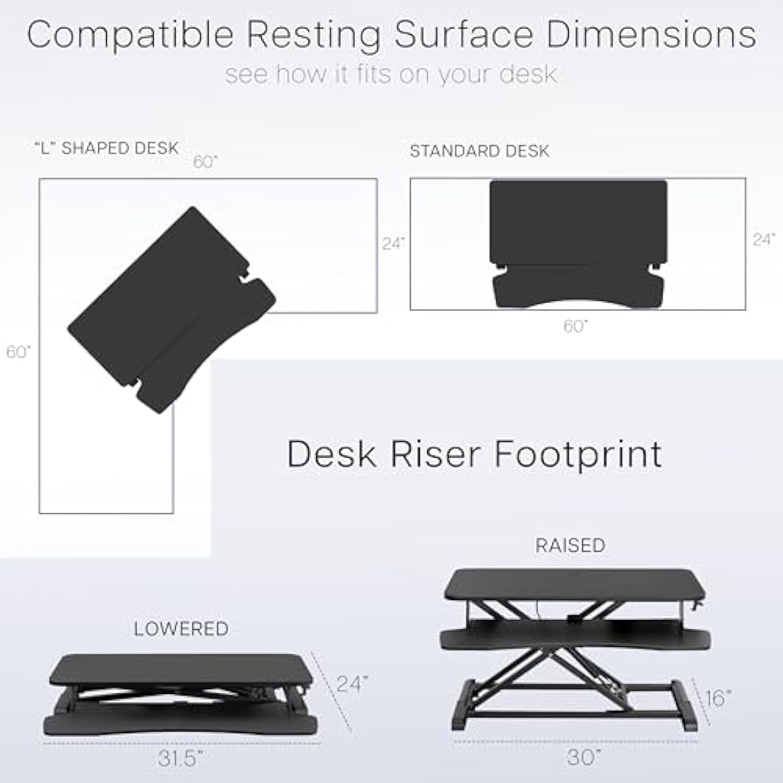 VIVO Height Adjustable Desk Converter | 81cm Sit to Stand Riser - Gray
