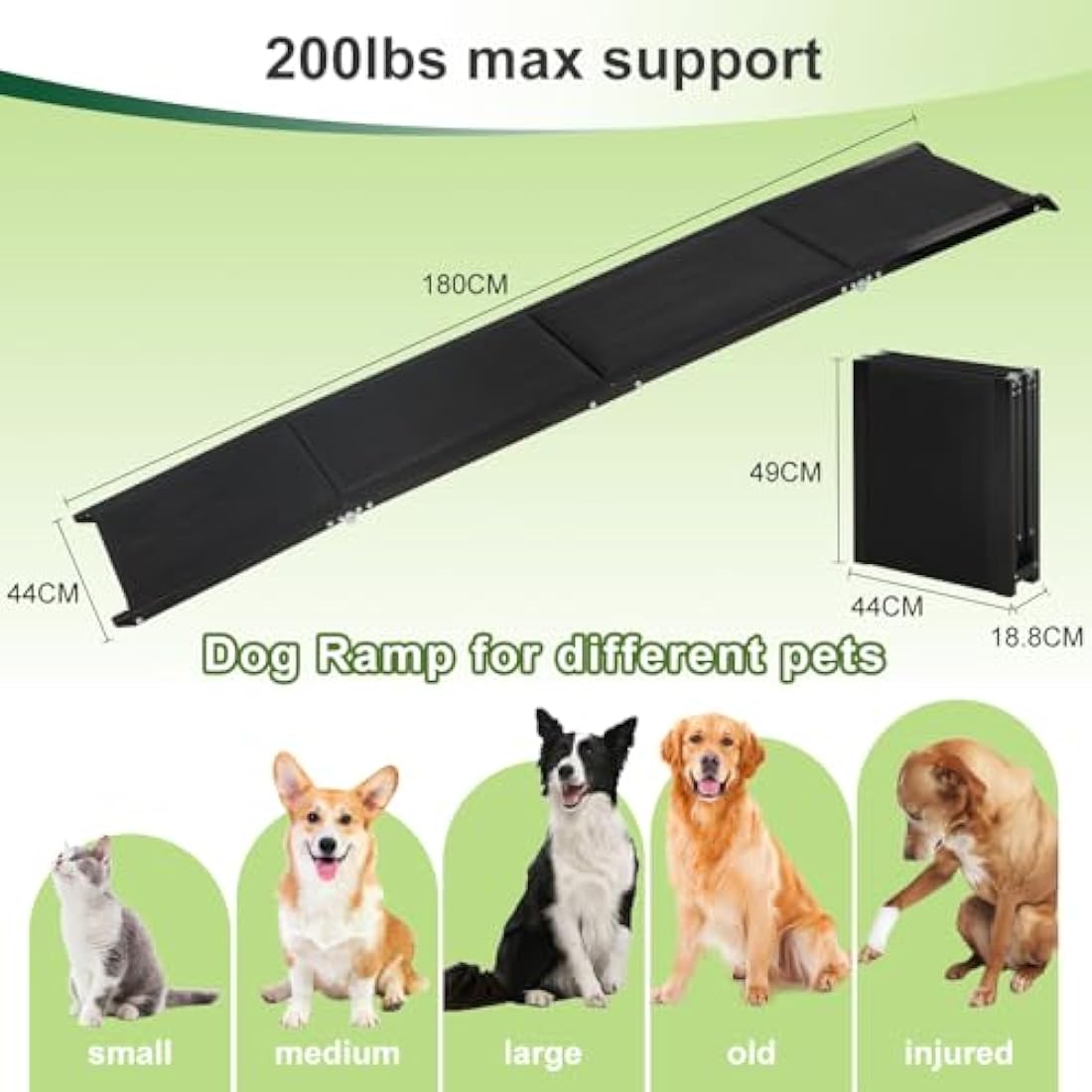 SMONTER Aluminum Dog Car Ramp – Folding Portable Pet Steps for Large Dogs