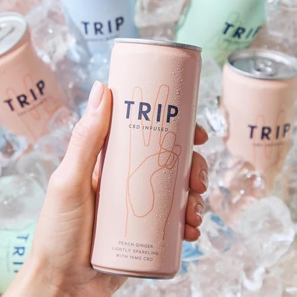 TRIP CBD Drink - Peach Ginger Sparkling Water - Vegan (24 x 250ml)
