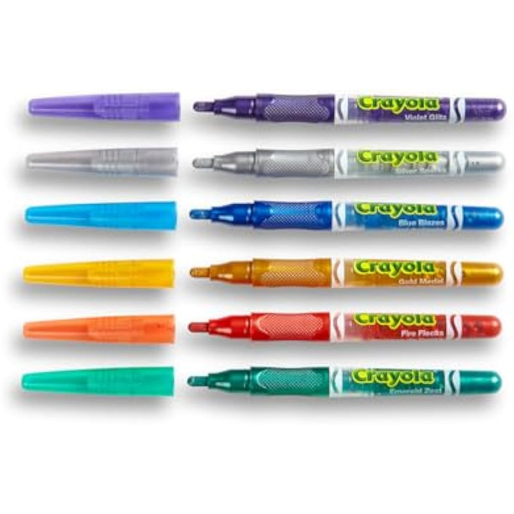 Crayola Glitter Markers 6ct – Easy Grip Specialty Art Drawing Pens