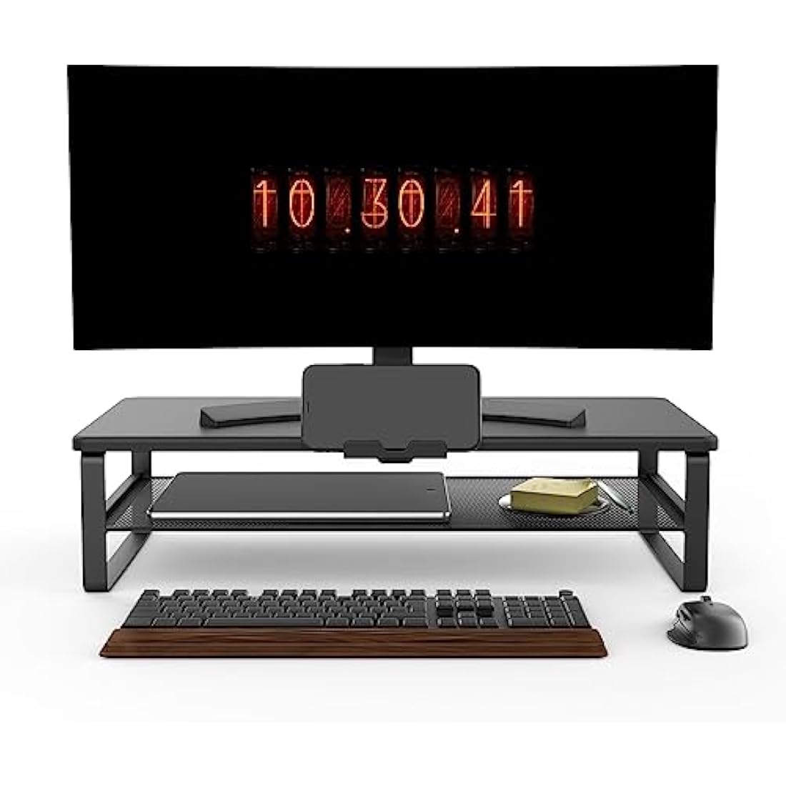 Doowiit 2-Tier Monitor Stand Riser with Drawer and Cable Management - Black
