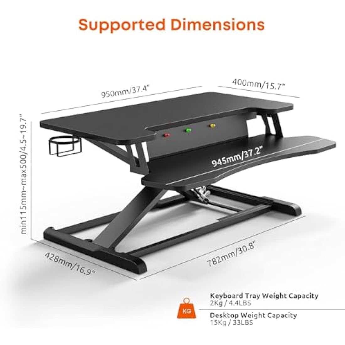 PUTORSEN 37" Standing Desk Converter | Dual Tiered Sit-Stand Riser