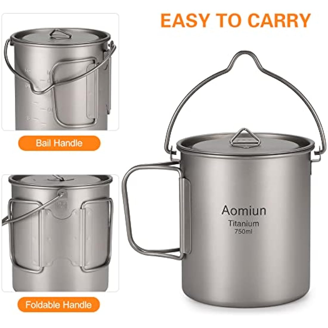 Jolof Store Ultralight 750ml Titanium Pot | Portable Camping Water Mug