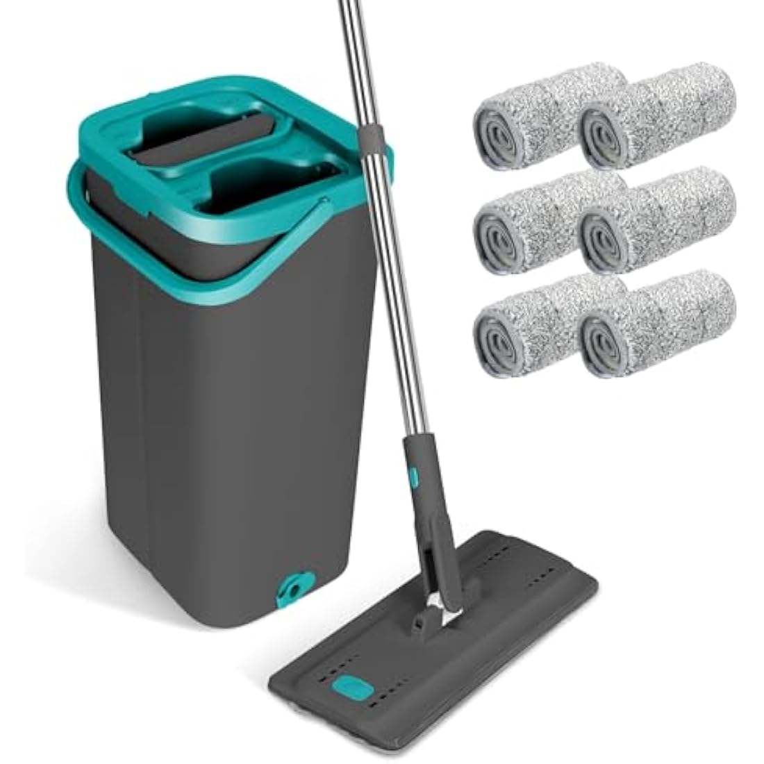 Jolof Store Mop and Bucket Set | 360° Swivel Mop with 6 Microfiber Pads