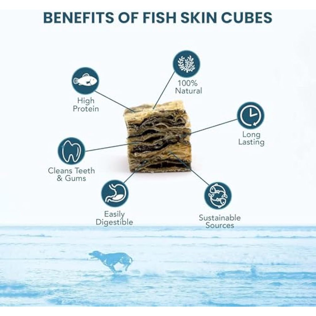 Skipper's Fish Skin Jerky Cubes – Natural Grain Free Dog Treats, 1kg
