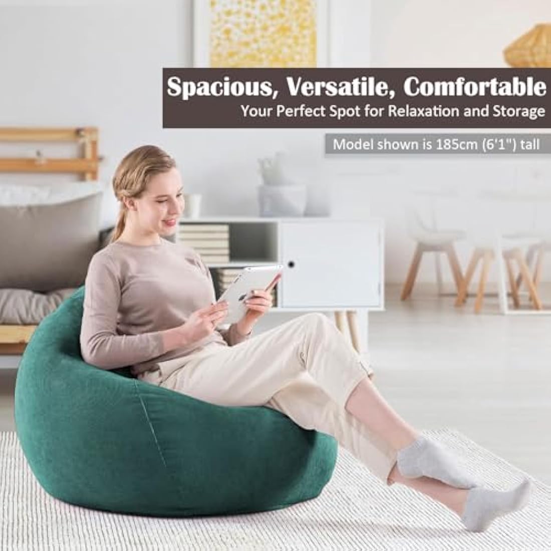 Nobildonna Corduroy Bean Bag Chair Cover | 300L Stuffed Animal Storage